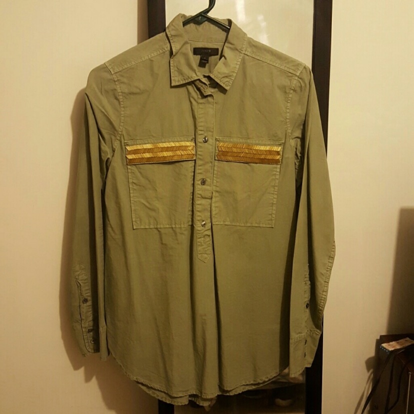 J. Crew Olive Button Down
